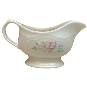 Pfaltzgraff Tea Rose Gravy Boat Stoneware Cream Color with Floral Design Vintage